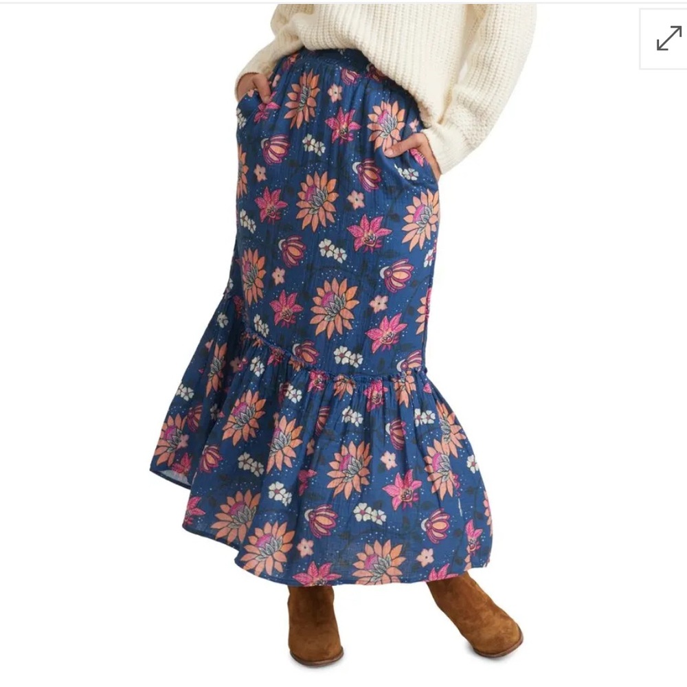 Marine Layer Corinne Doublecloth Blue Floral Skirt Size Small